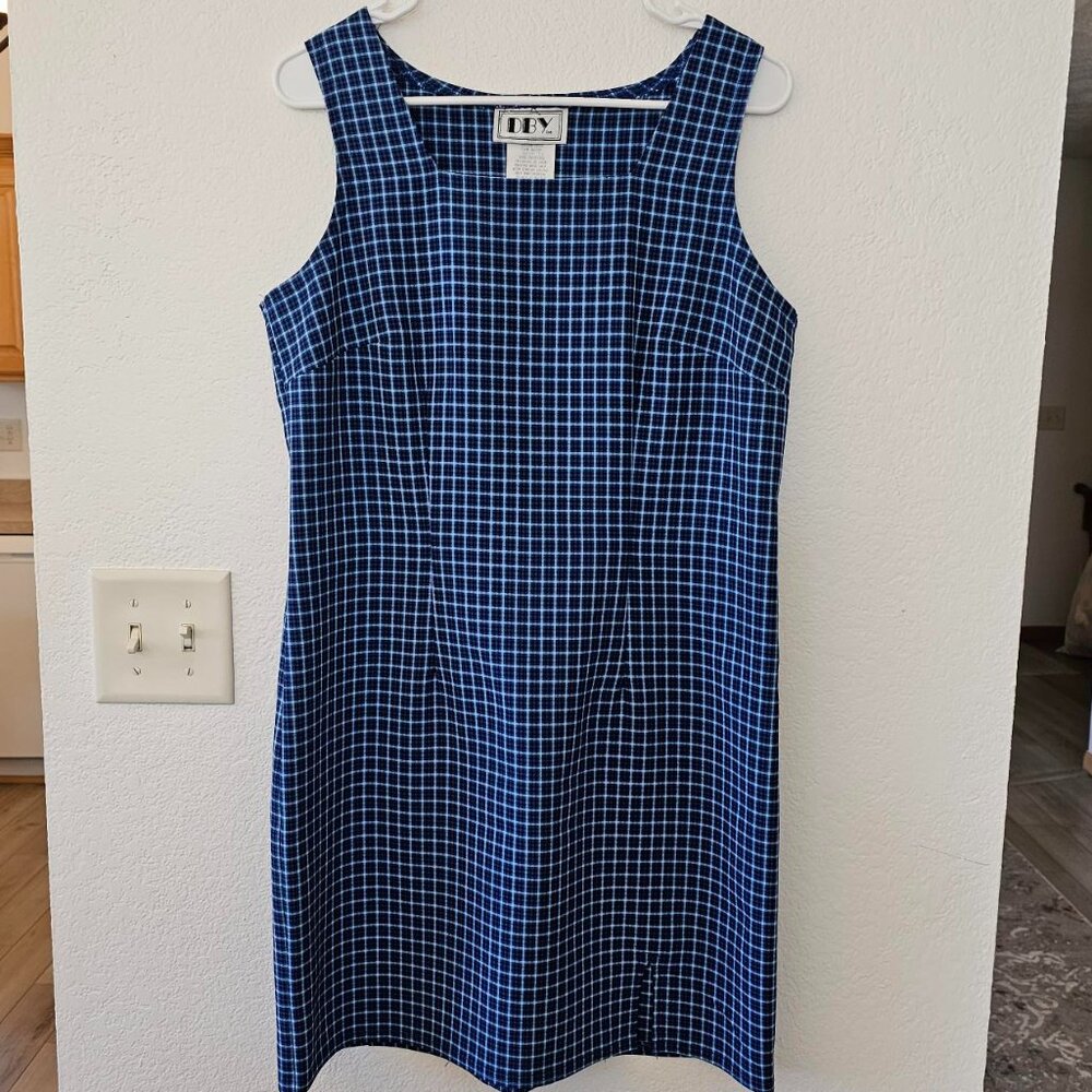 DBY Ltd Junior's Sleeveless Square Neck Dress Size 11 Blue Plaid